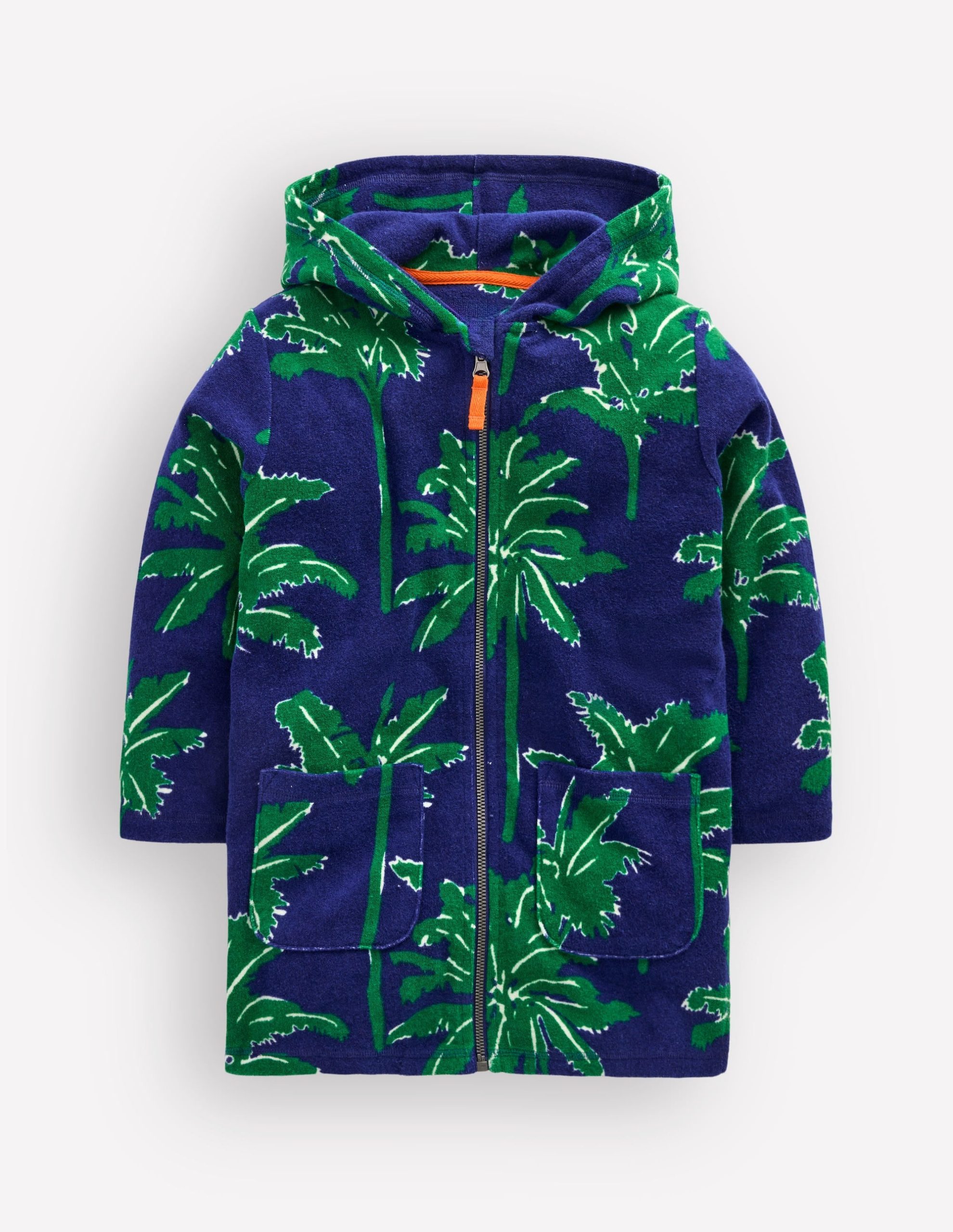 Towelling Zip-Up Throw-On-Starboard Blue Palm Trees - Image 3