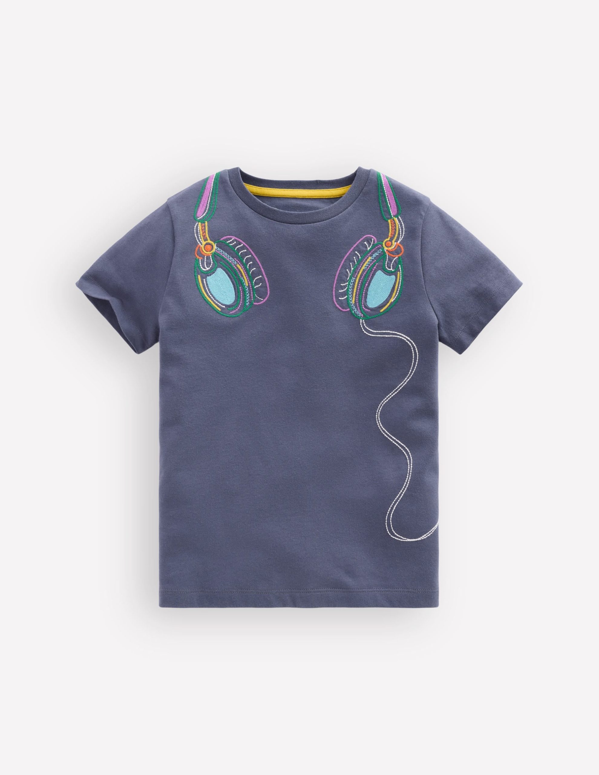 Linear Stitch T-shirt-Vintage Indigo Headphones - Image 2