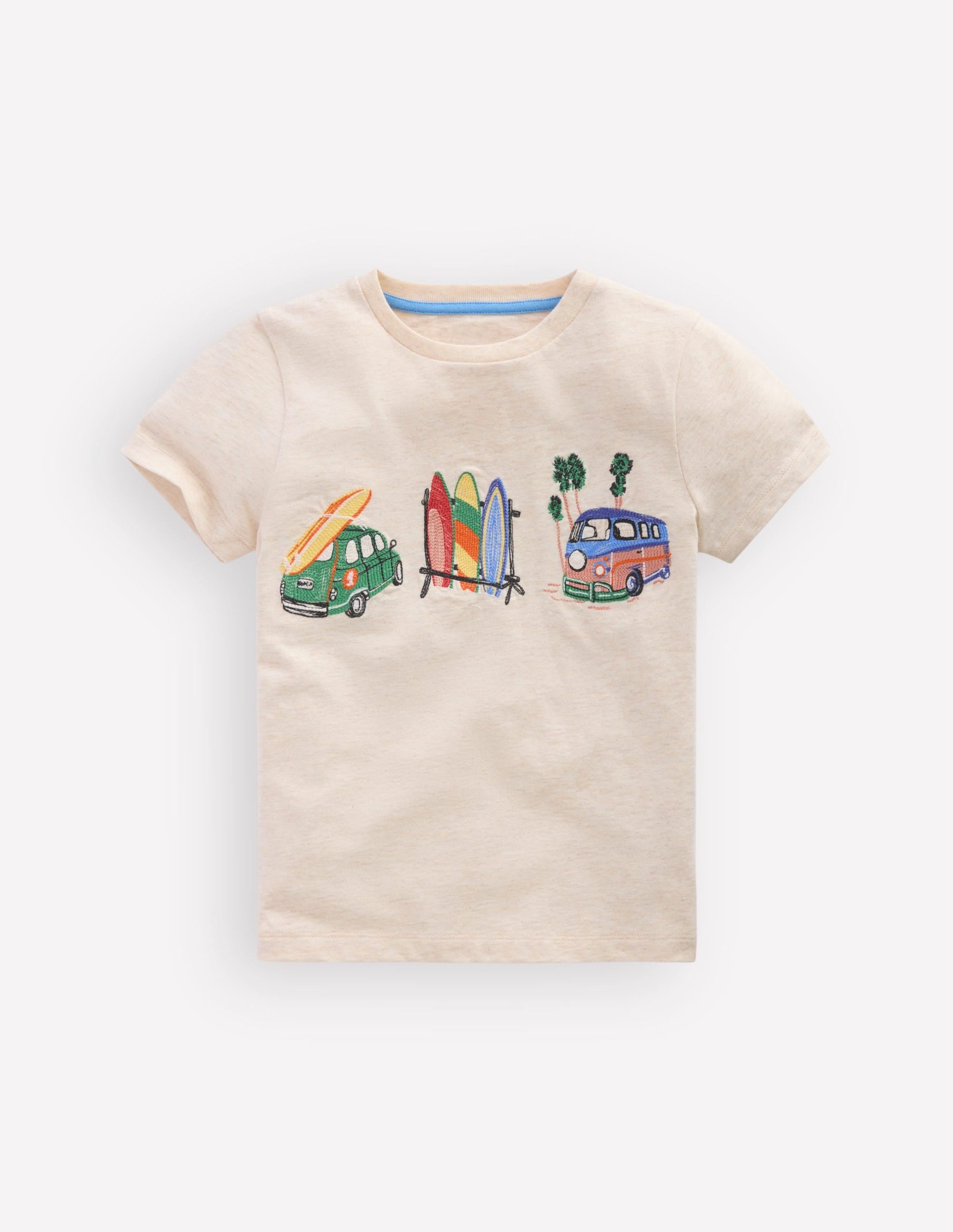 Linear Stitch T-shirt-Oatmeal Marl Holiday - Image 3