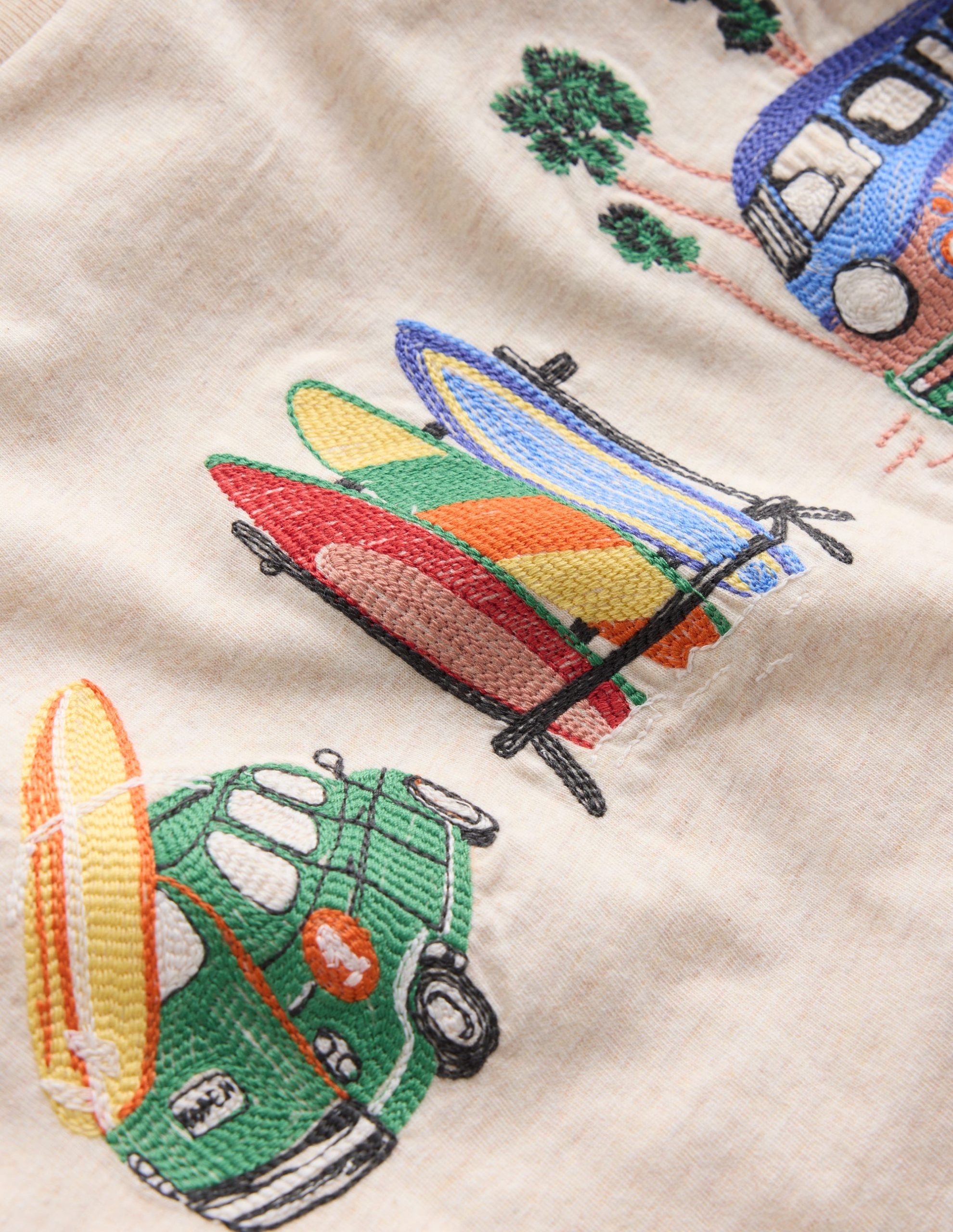 Linear Stitch T-shirt-Oatmeal Marl Holiday - Image 5
