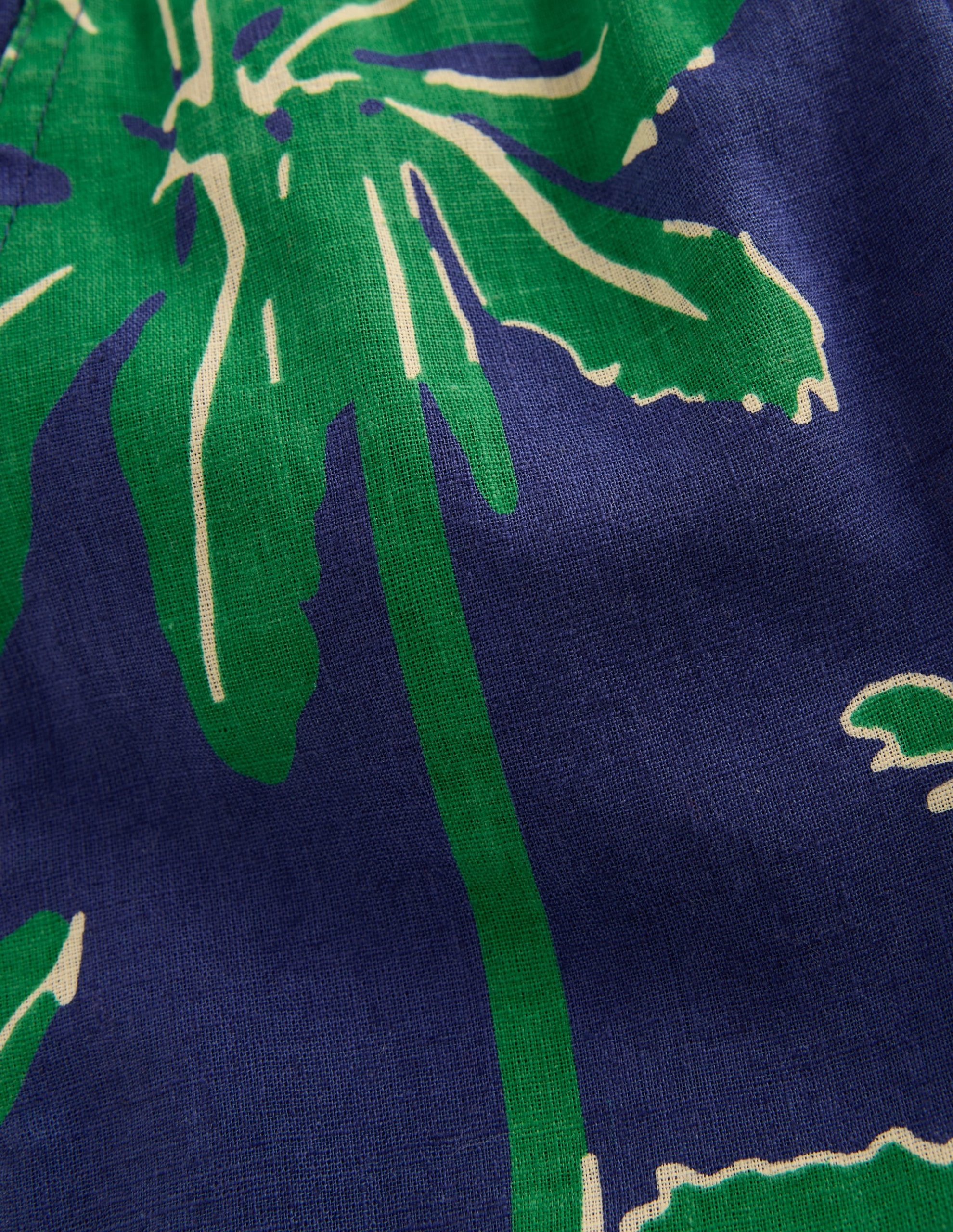 Cotton Linen Shorts-Green Palm Trees - Image 3