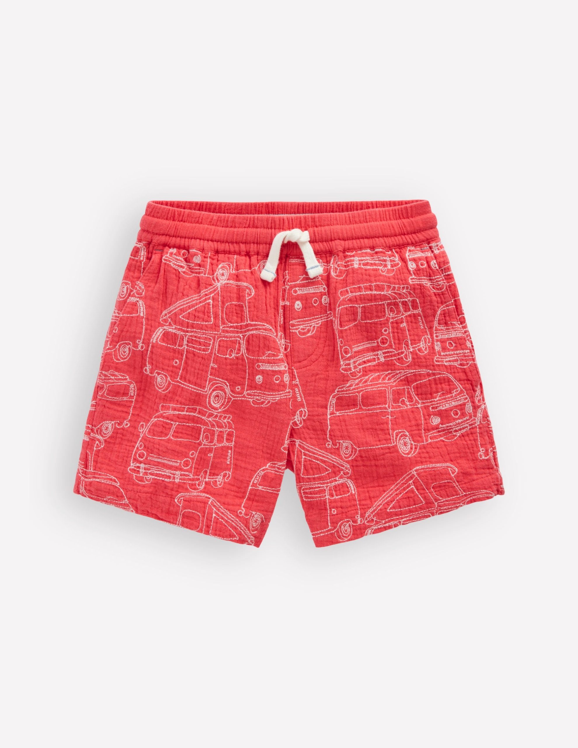 Double Cloth Shorts-Cayenne Embroidery