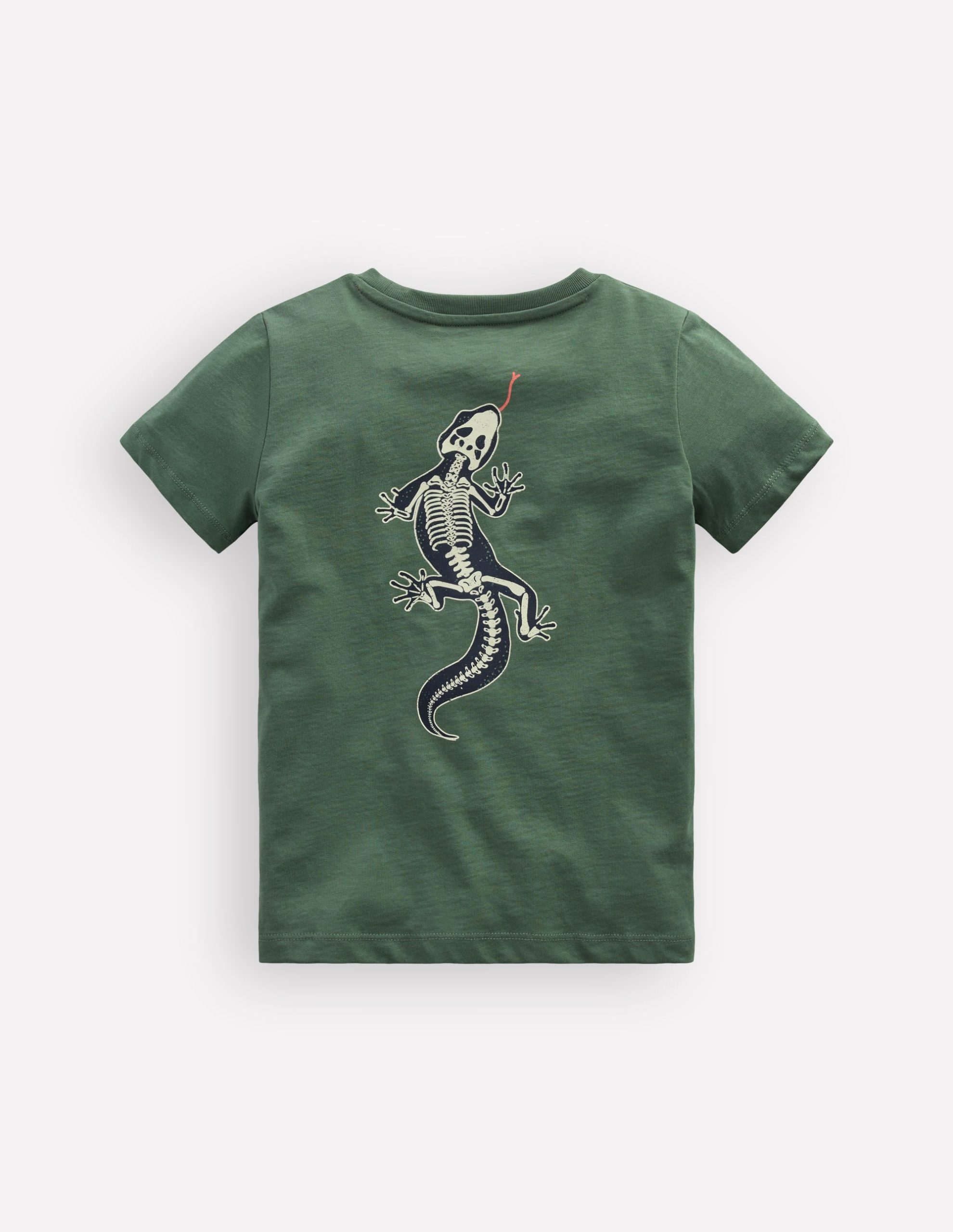 Front and Back Glow T-shirt-Bottle Green. Lizard X-Rray - Image 4
