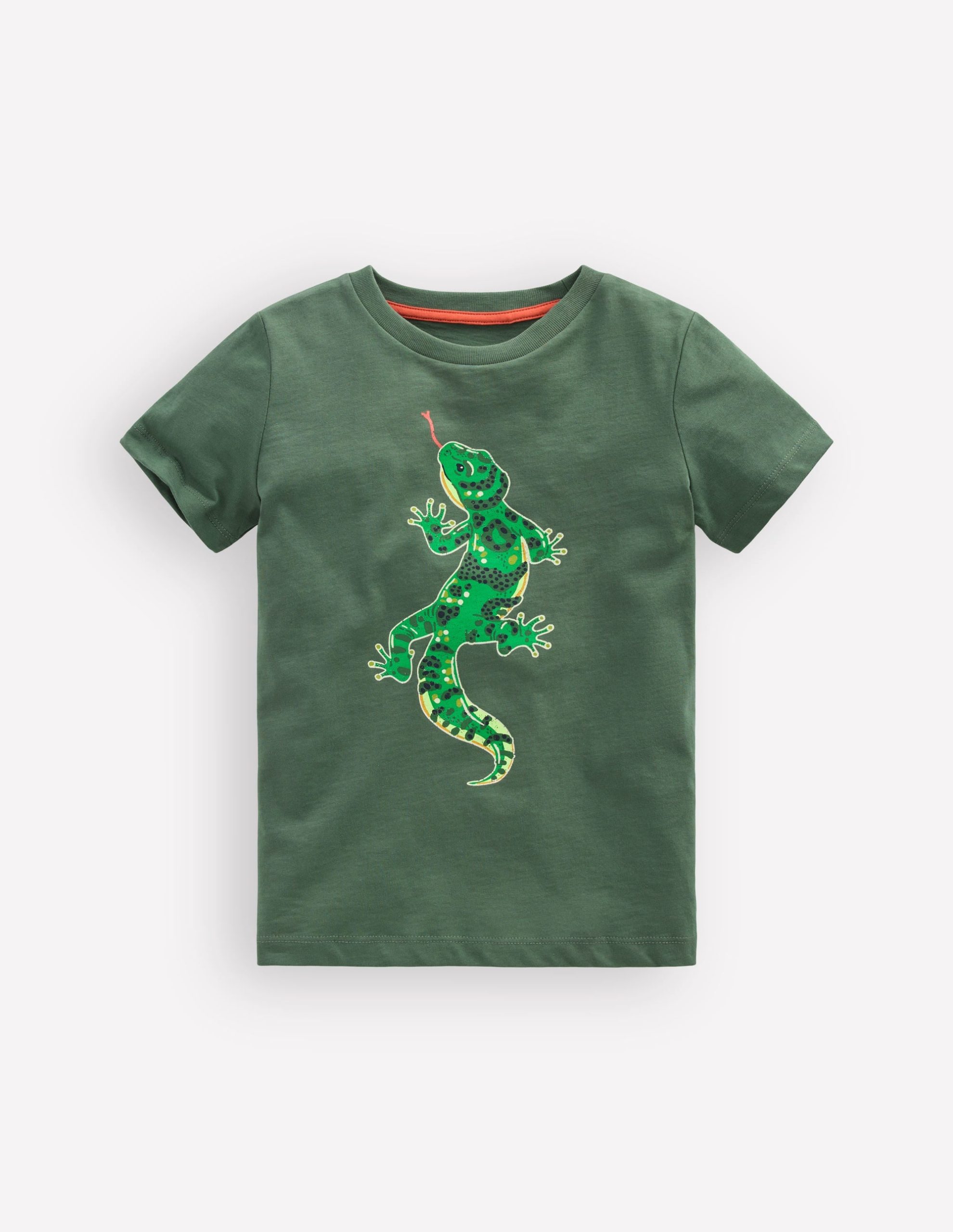 Front and Back Glow T-shirt-Bottle Green. Lizard X-Rray - Image 3