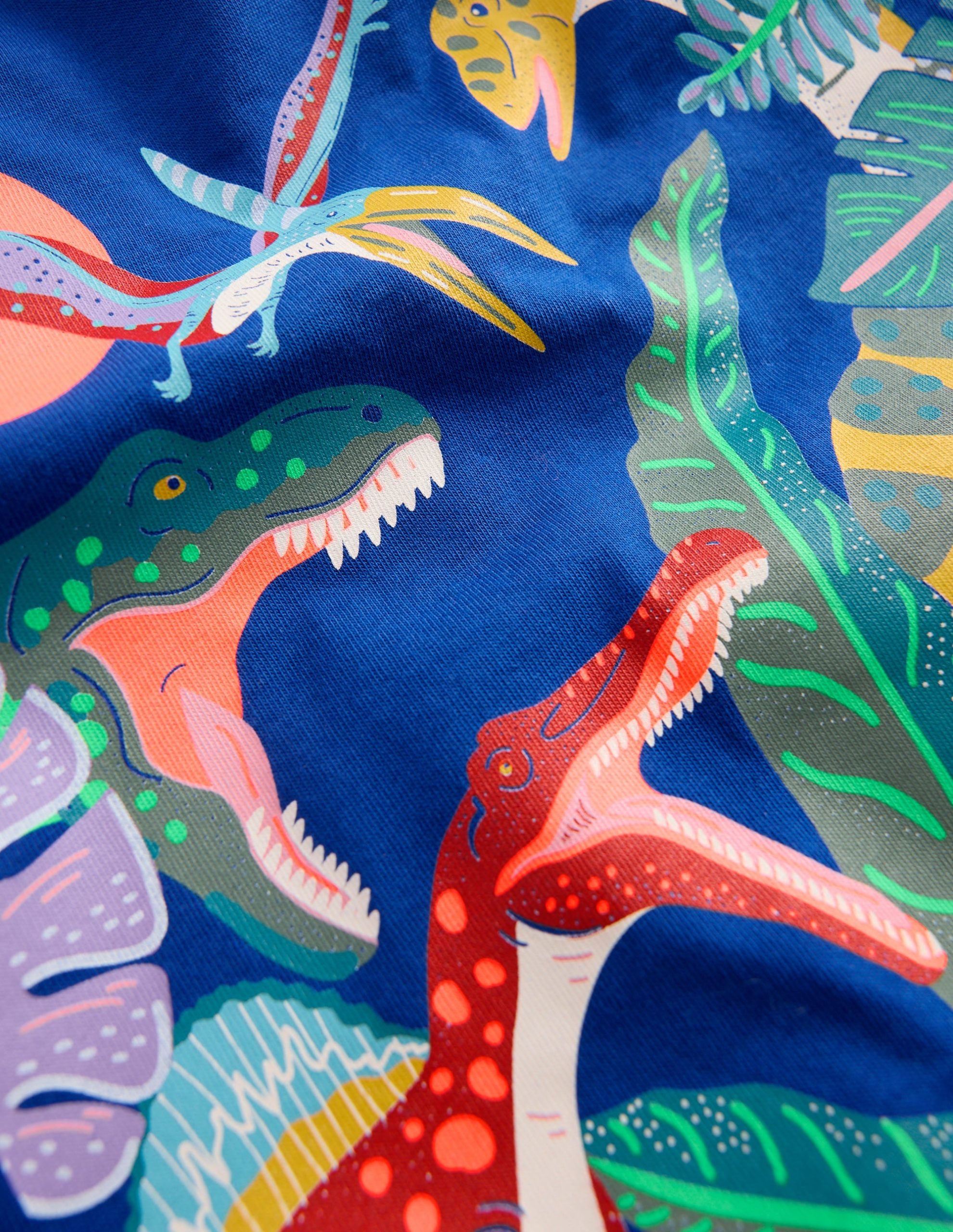 Short Sleeve Graphic T-shirt-Bright Blue Jurasic Era - Image 3