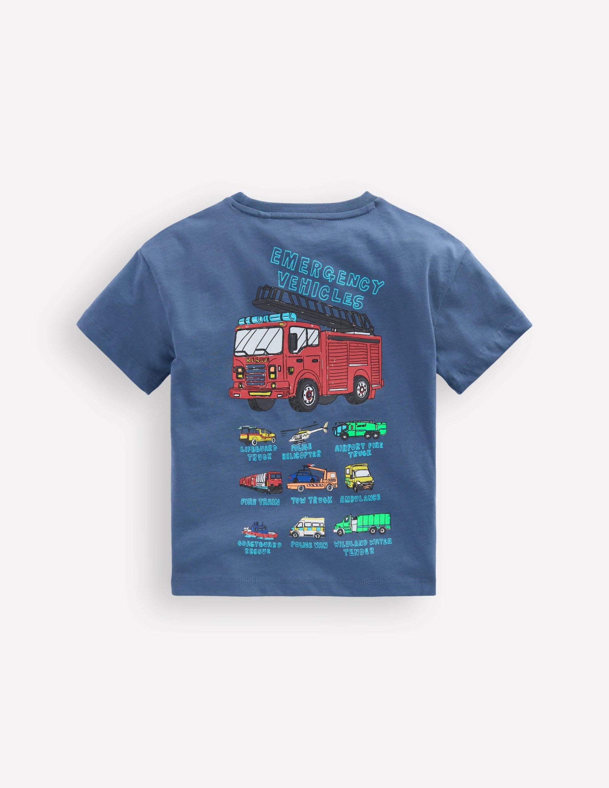 Front & Back Graphic T-shirt-Vintage Indigo Truck - Image 2