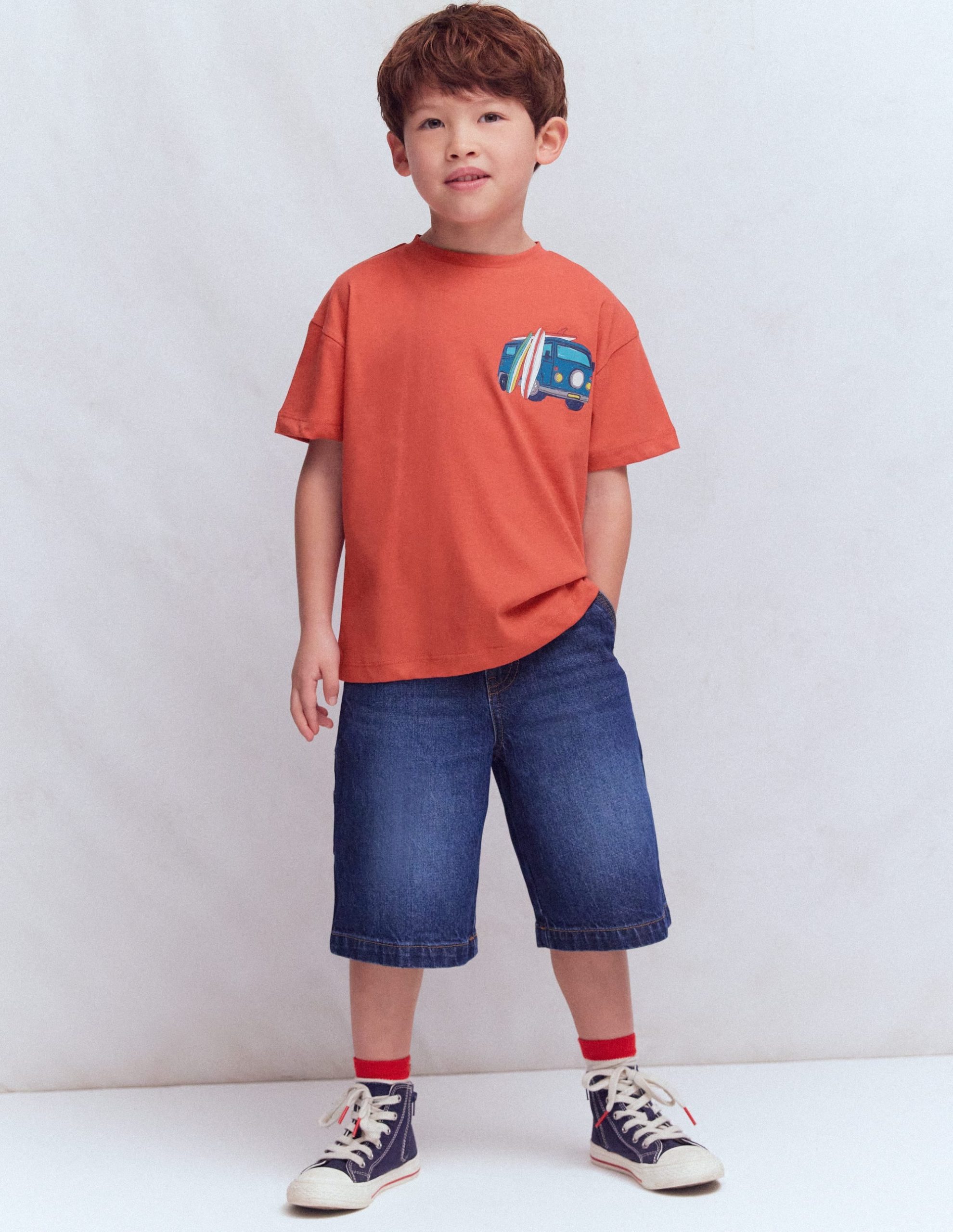 Front & Back Graphic T-shirt-Burnt Sienna Camper Van - Image 2