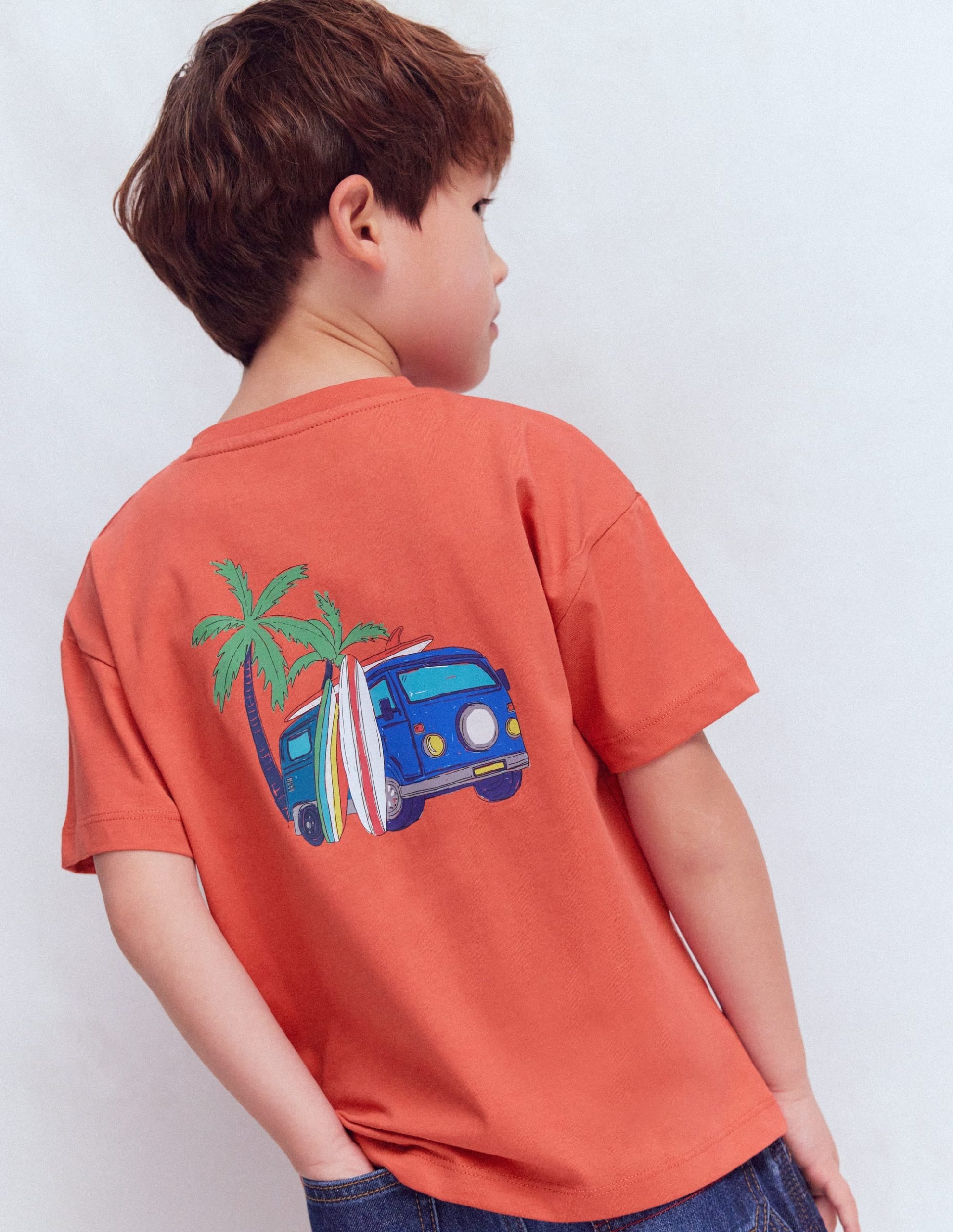 Front & Back Graphic T-shirt-Burnt Sienna Camper Van - Image 3