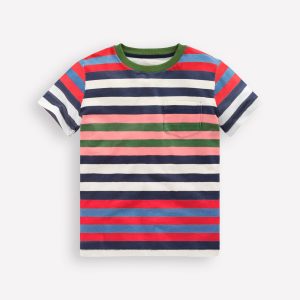 Everyday Short Sleeve T-Shirt-Navy. Red and Blue Multistripe
