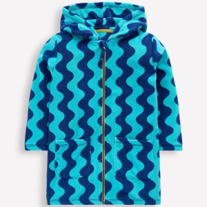 Towelling Zip-Up Throw-On-Blue Waves