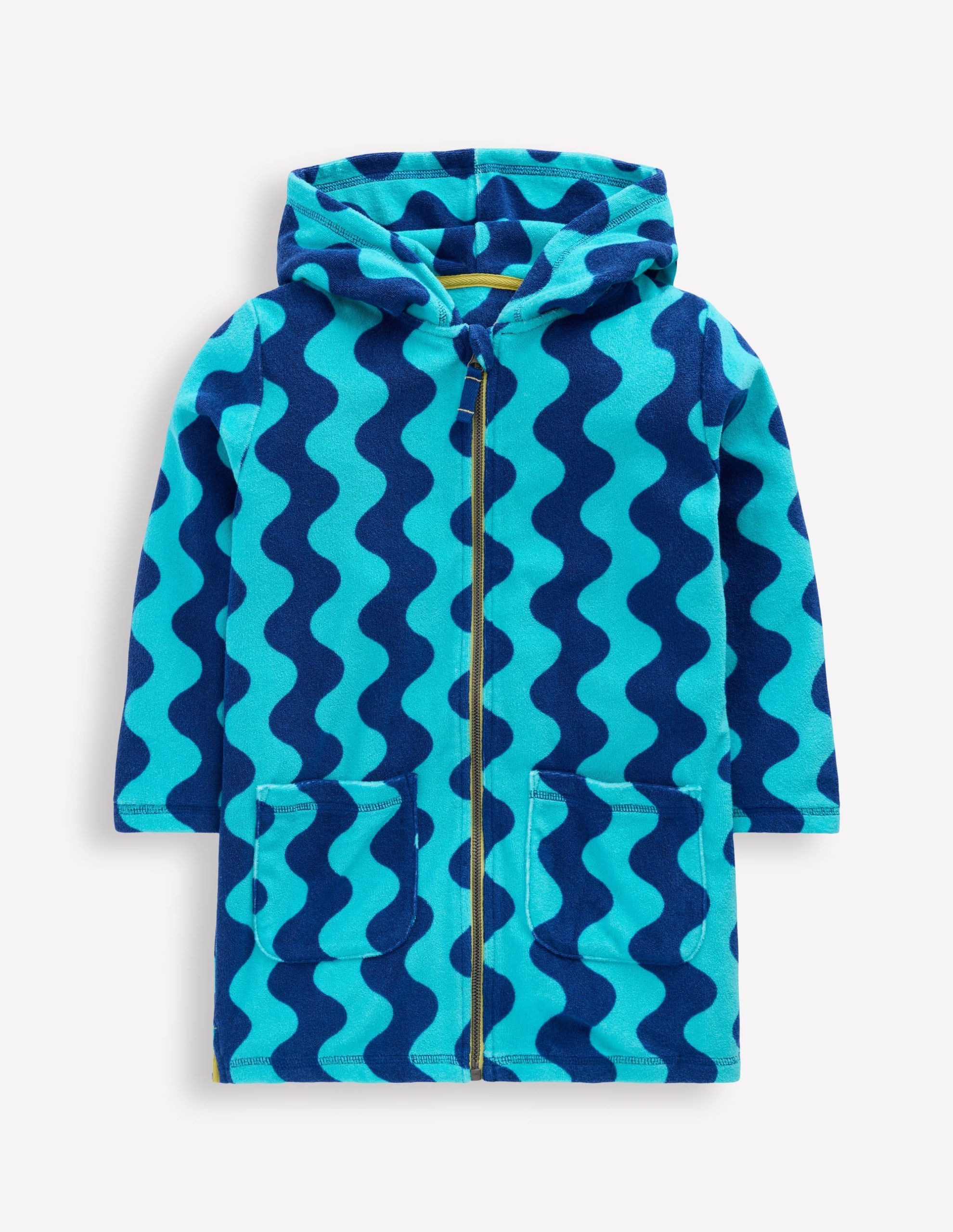 Towelling Zip-Up Throw-On-Blue Waves