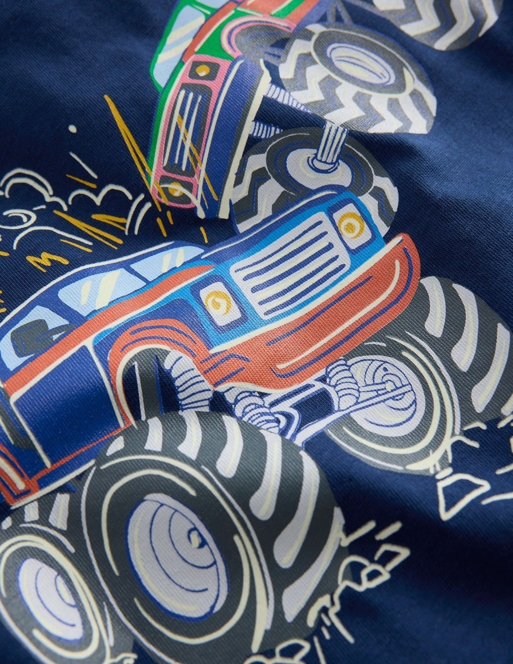 Glow-In-The-Dark T-shirt-Medieval blue Monster trucks - Image 3