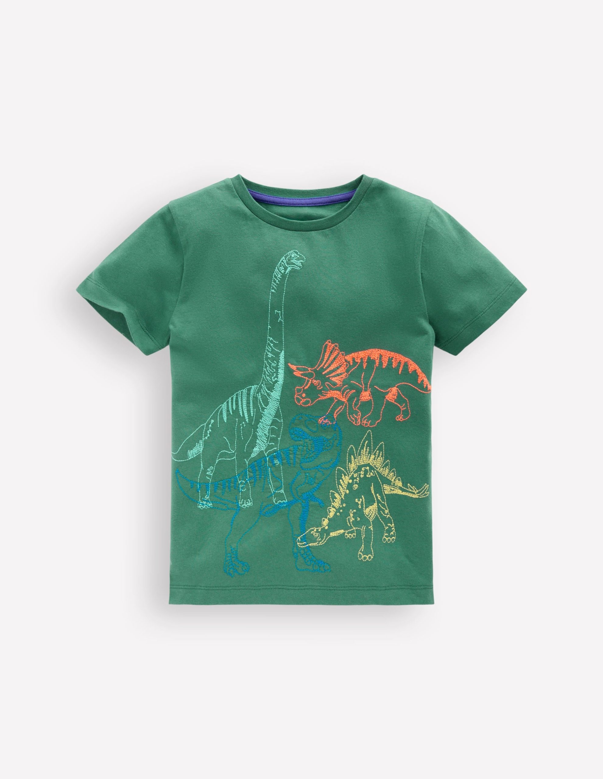 Linear Stitch T-shirt-Spruce Green Dinos