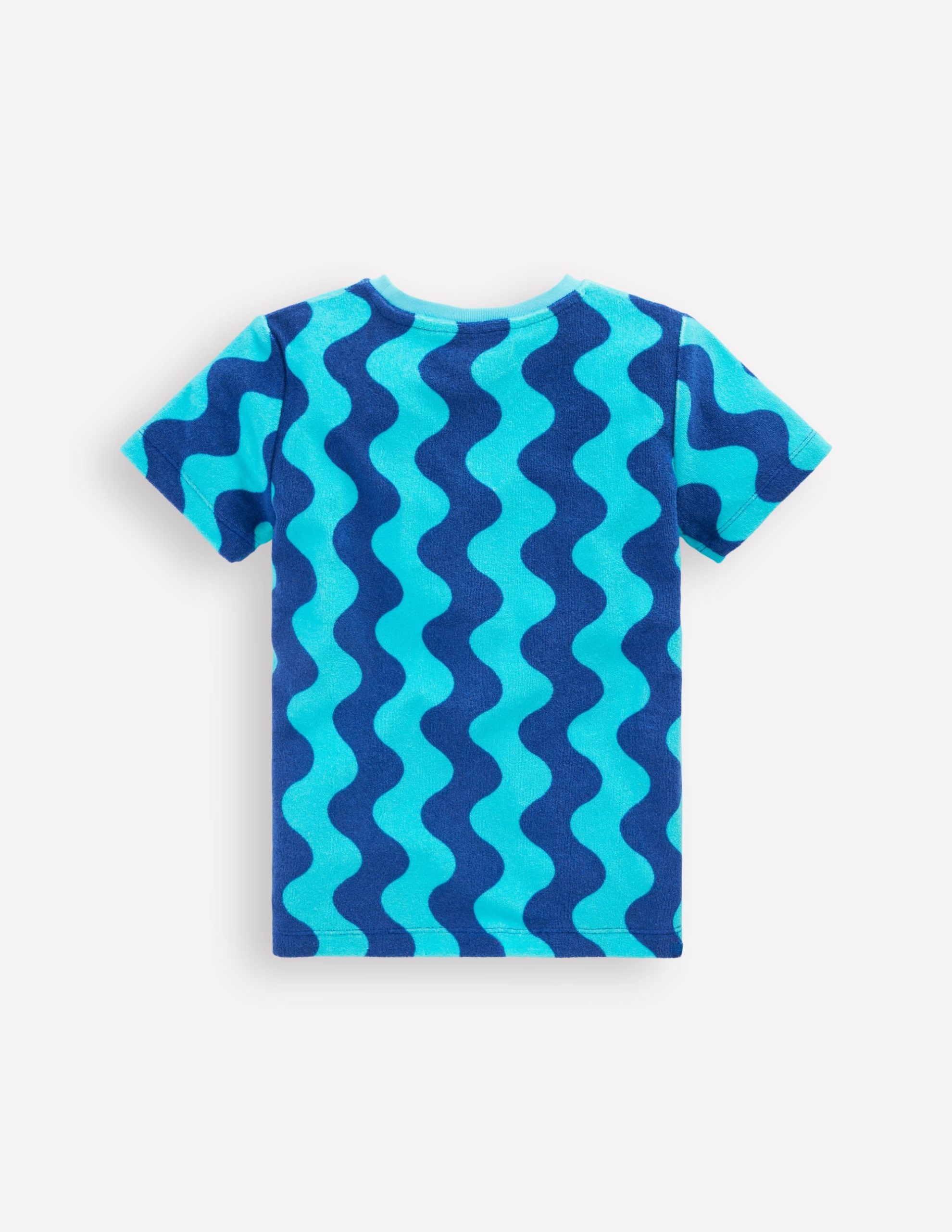Short Sleeve Towelling T-shirt-Blue Waves - Image 2