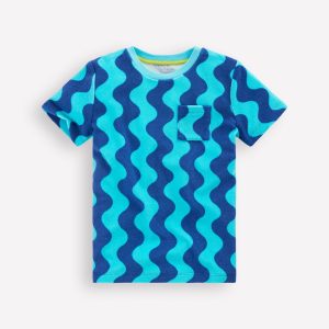 Short Sleeve Towelling T-shirt-Blue Waves