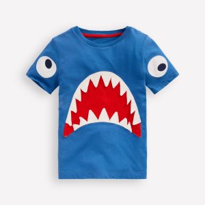 Short Sleeve Fun Appliqué Tee-Bluejay Shark