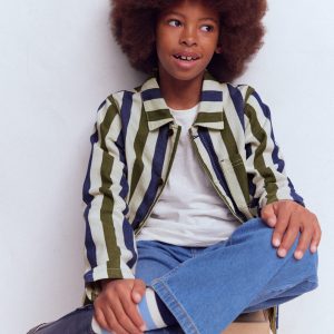 Twill Jacket-Blue and Green Stripe