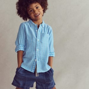 Soft Denim Shorts-Denim