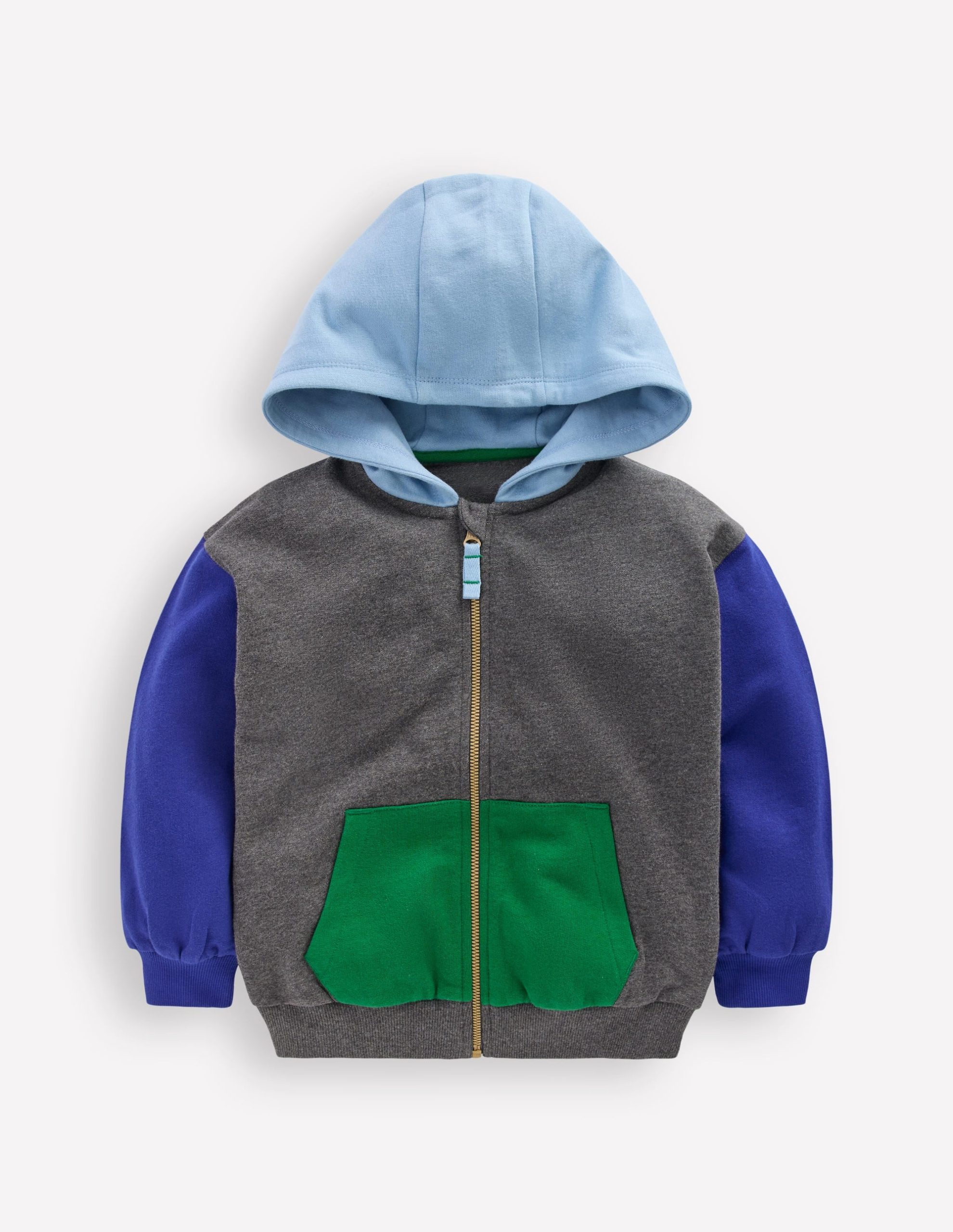 Colourblock Zip-through Hoodie-GREY MARL COLOURBLOCK