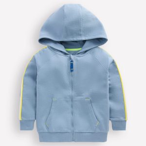 Tape Detail Zip-through Hoody-French Blue