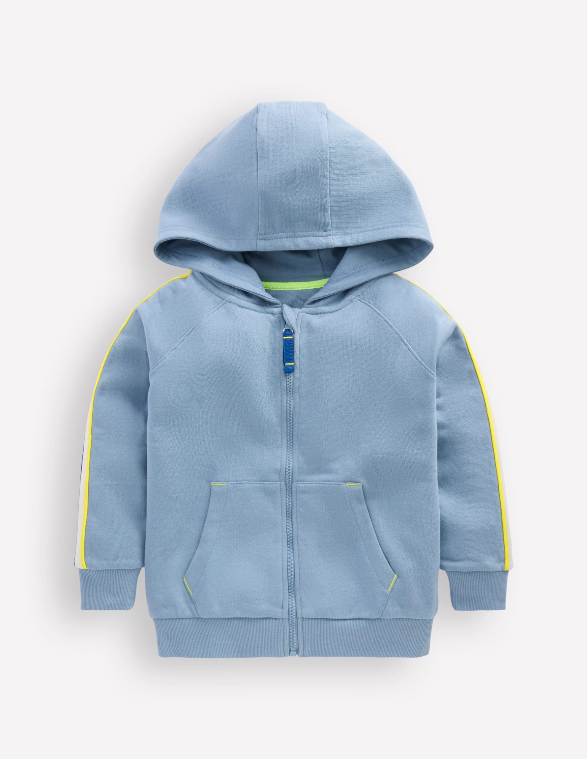 Tape Detail Zip-through Hoody-French Blue