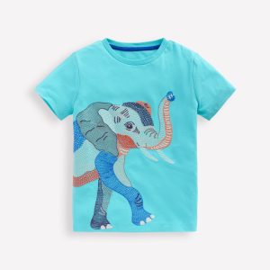 Superstitch T-Shirt-Aqua Sea Blue Elephant