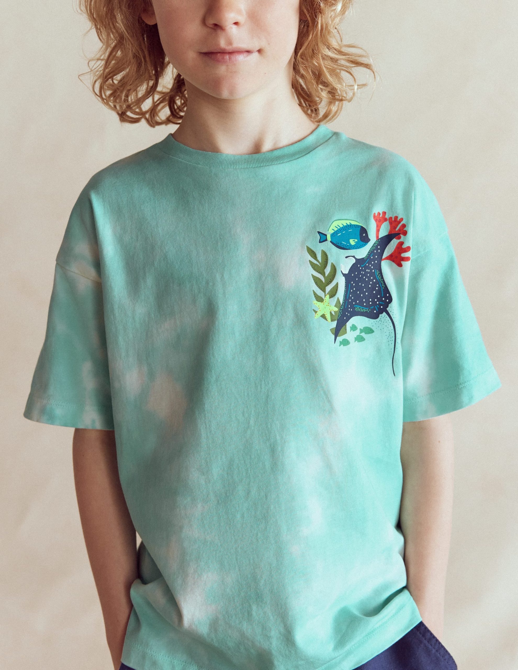 Front & Back Graphic T-shirt-Tie Dye Coral Reef