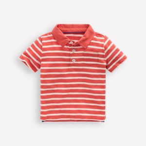 Slub Polo Shirt-Terracotta Clay and Ivory