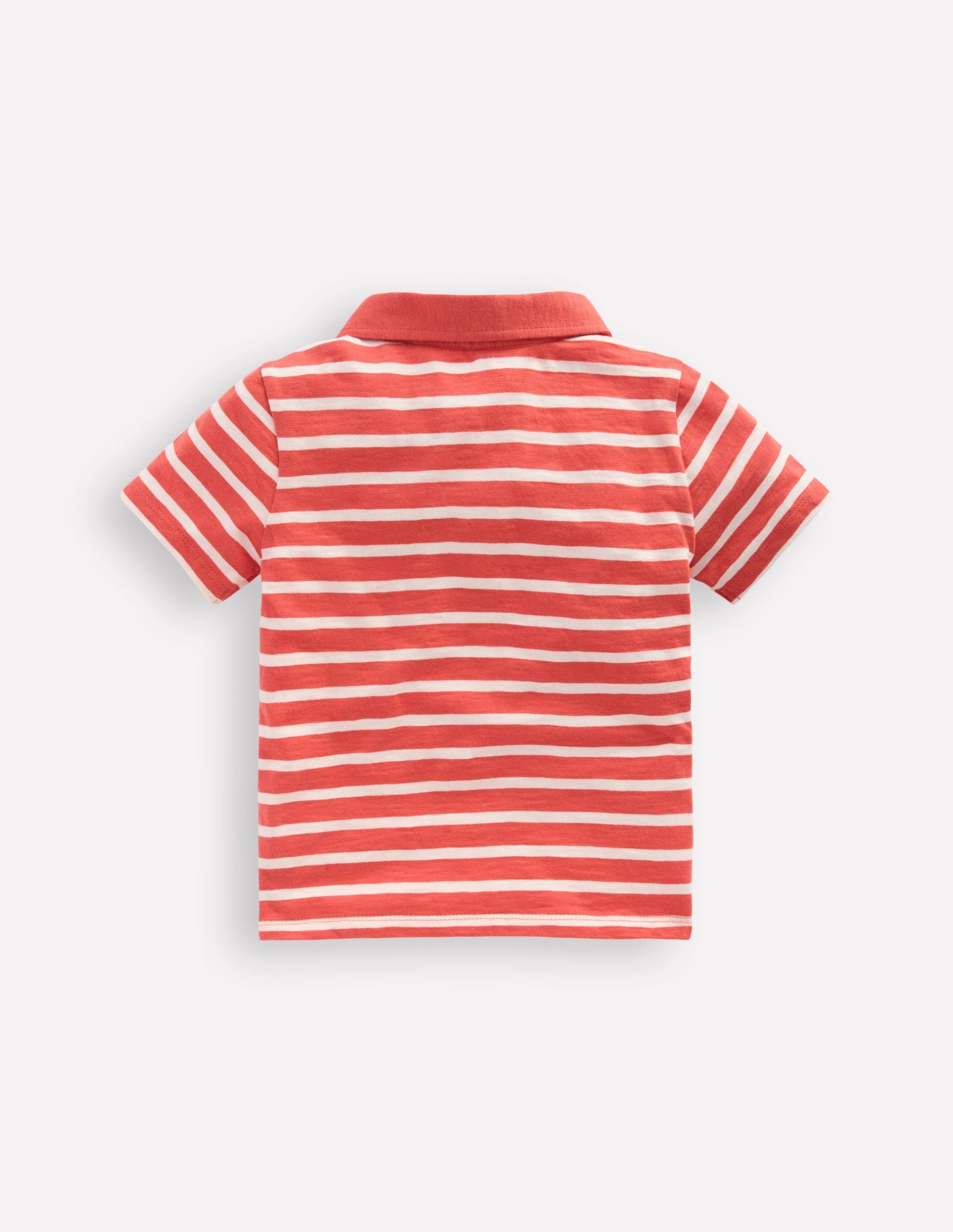 Slub Polo Shirt-Terracotta Clay and Ivory - Image 2