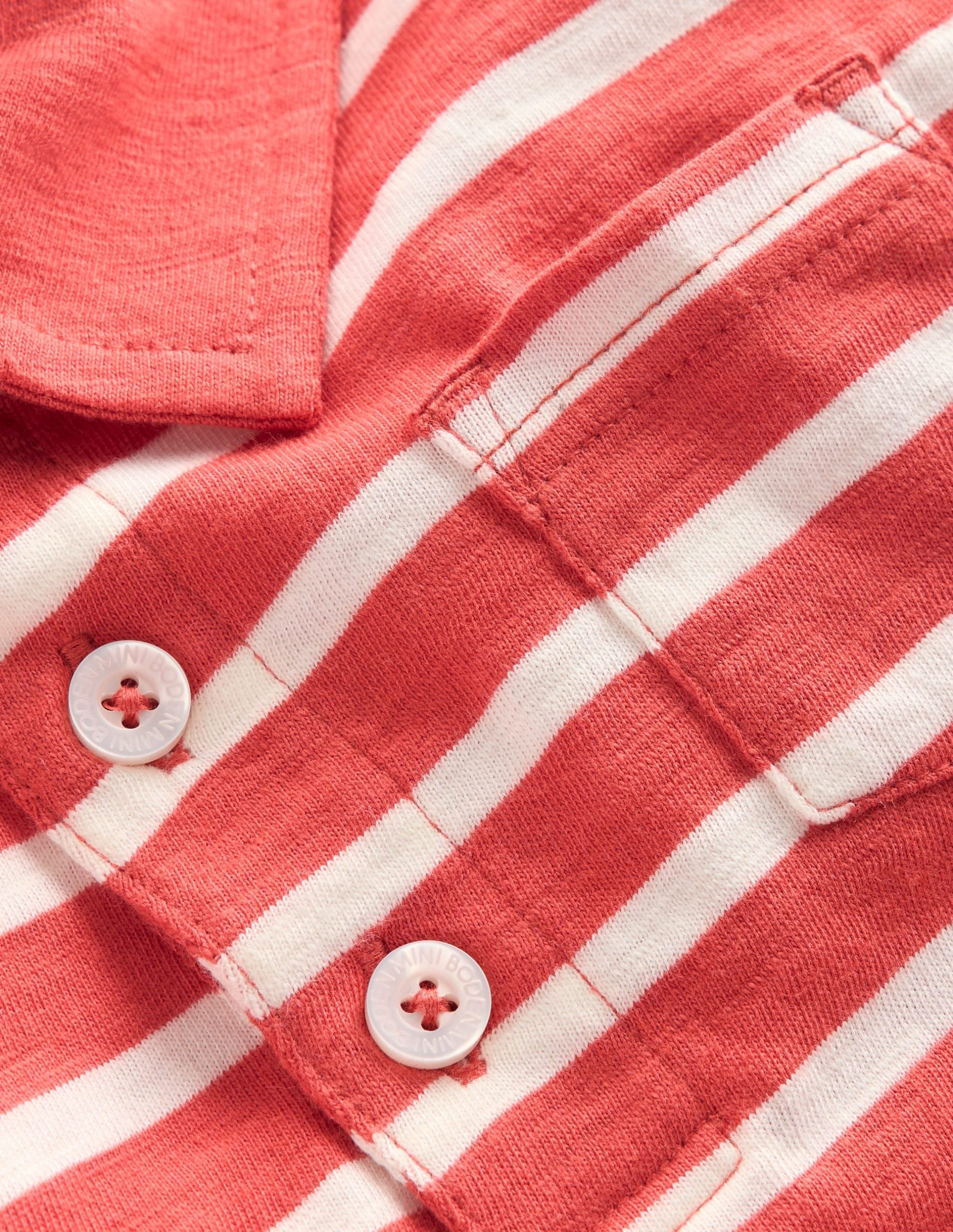 Slub Polo Shirt-Terracotta Clay and Ivory - Image 3