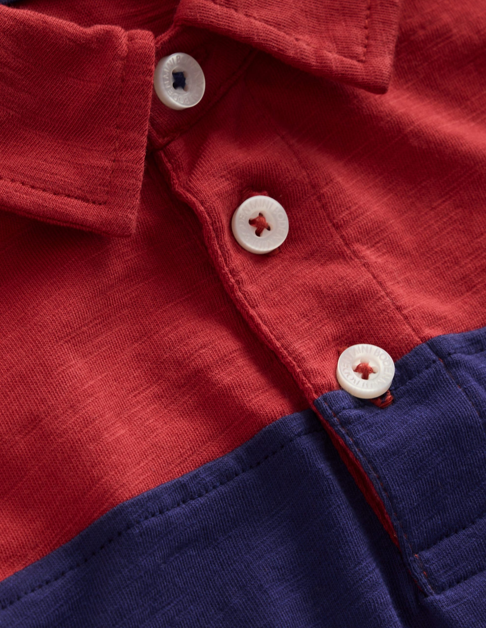 Slub Polo Shirt-Jam Red / College Navy - Image 4