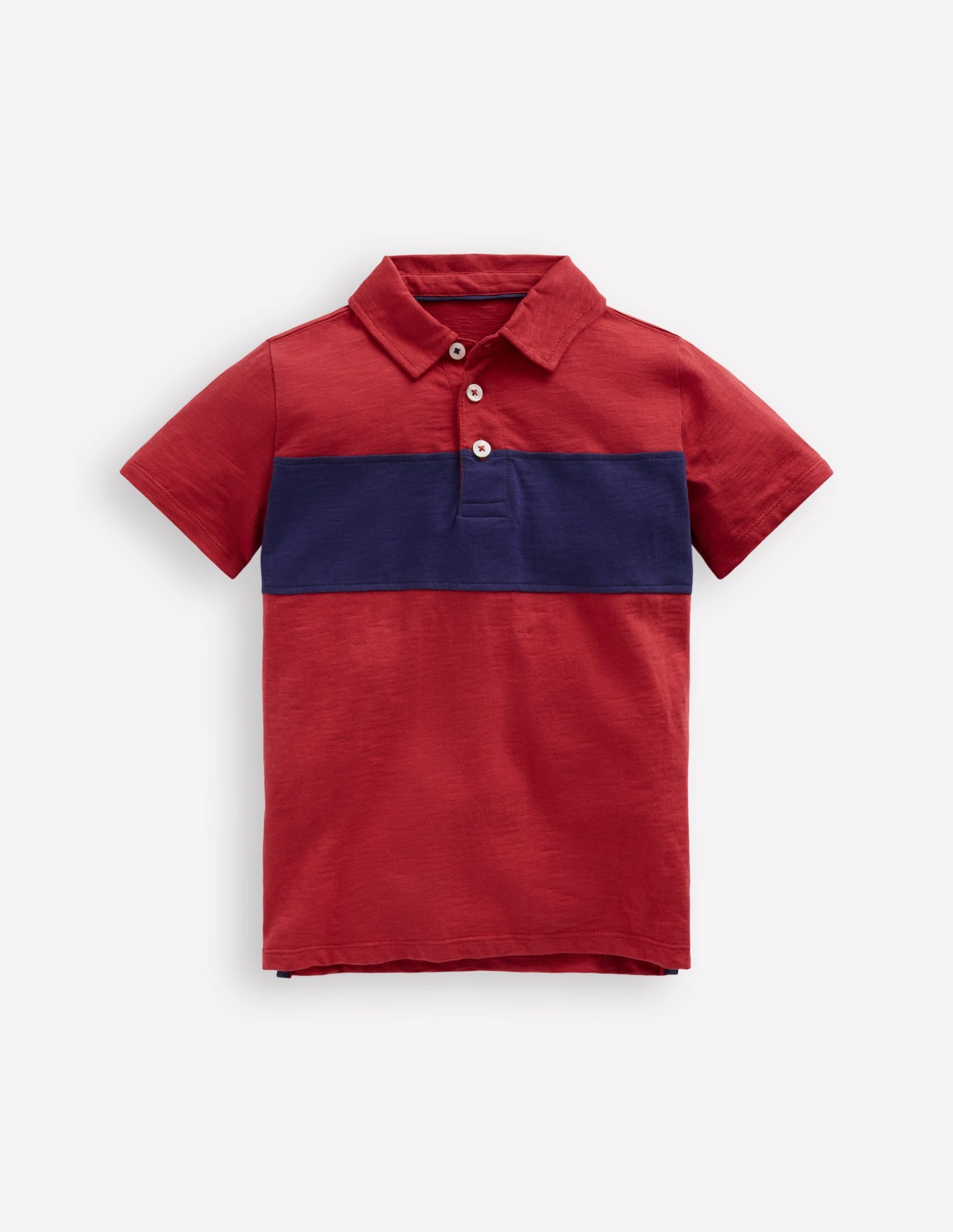 Slub Polo Shirt-Jam Red / College Navy - Image 2