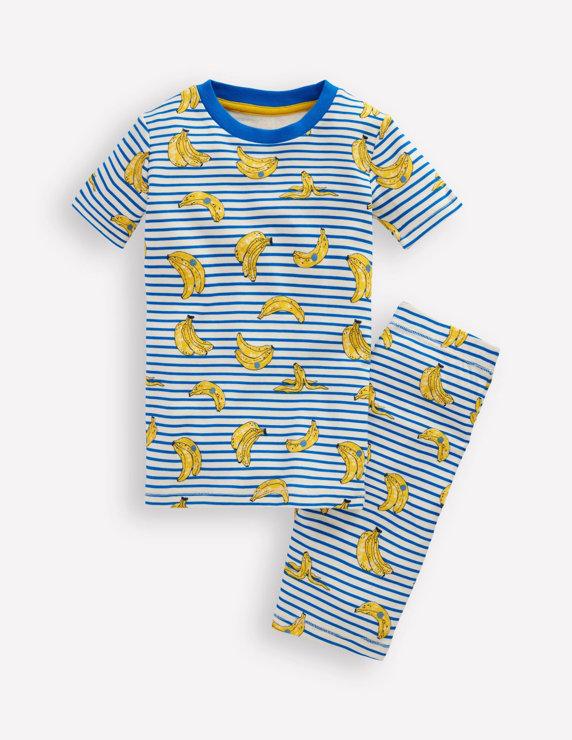 Snug Short John Pajamas-Multi Banana Stripe
