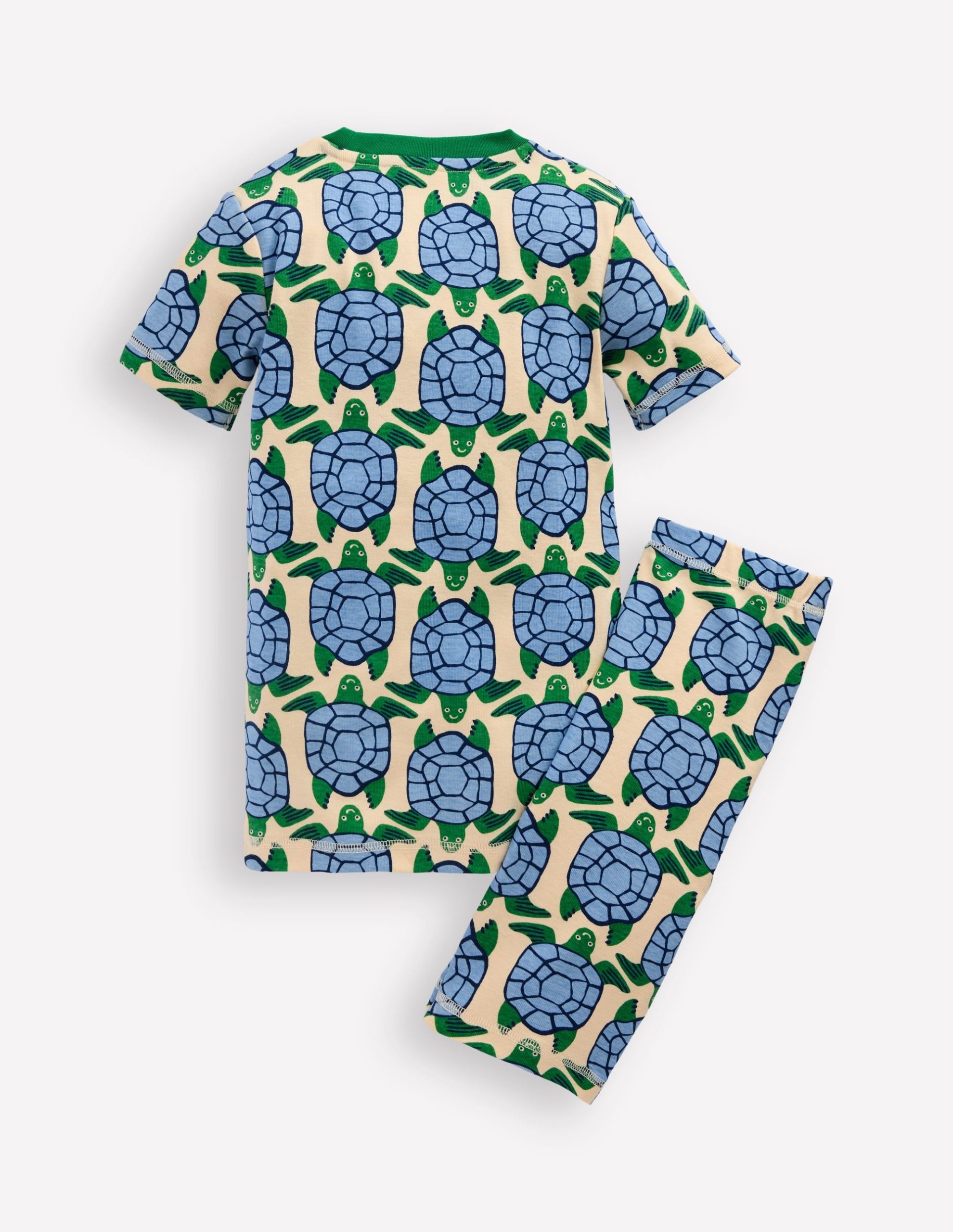 Snug Short John Pajamas-Calico White Turtles - Image 2