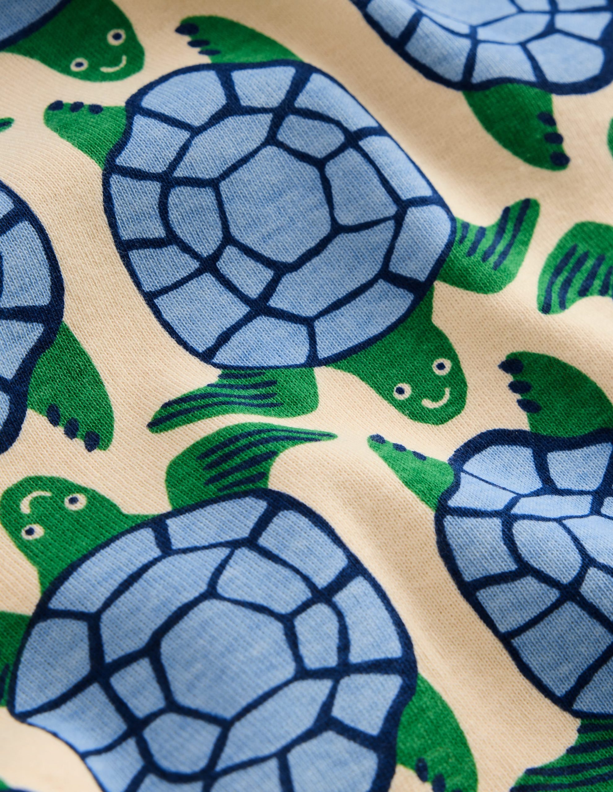 Snug Short John Pajamas-Calico White Turtles - Image 3