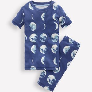 Snug Short John Glow Pyjamas-Navy Moon Phases