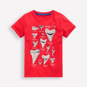 Glow-In-The-Dark T-shirt-Hot Coral Sharks Teeth
