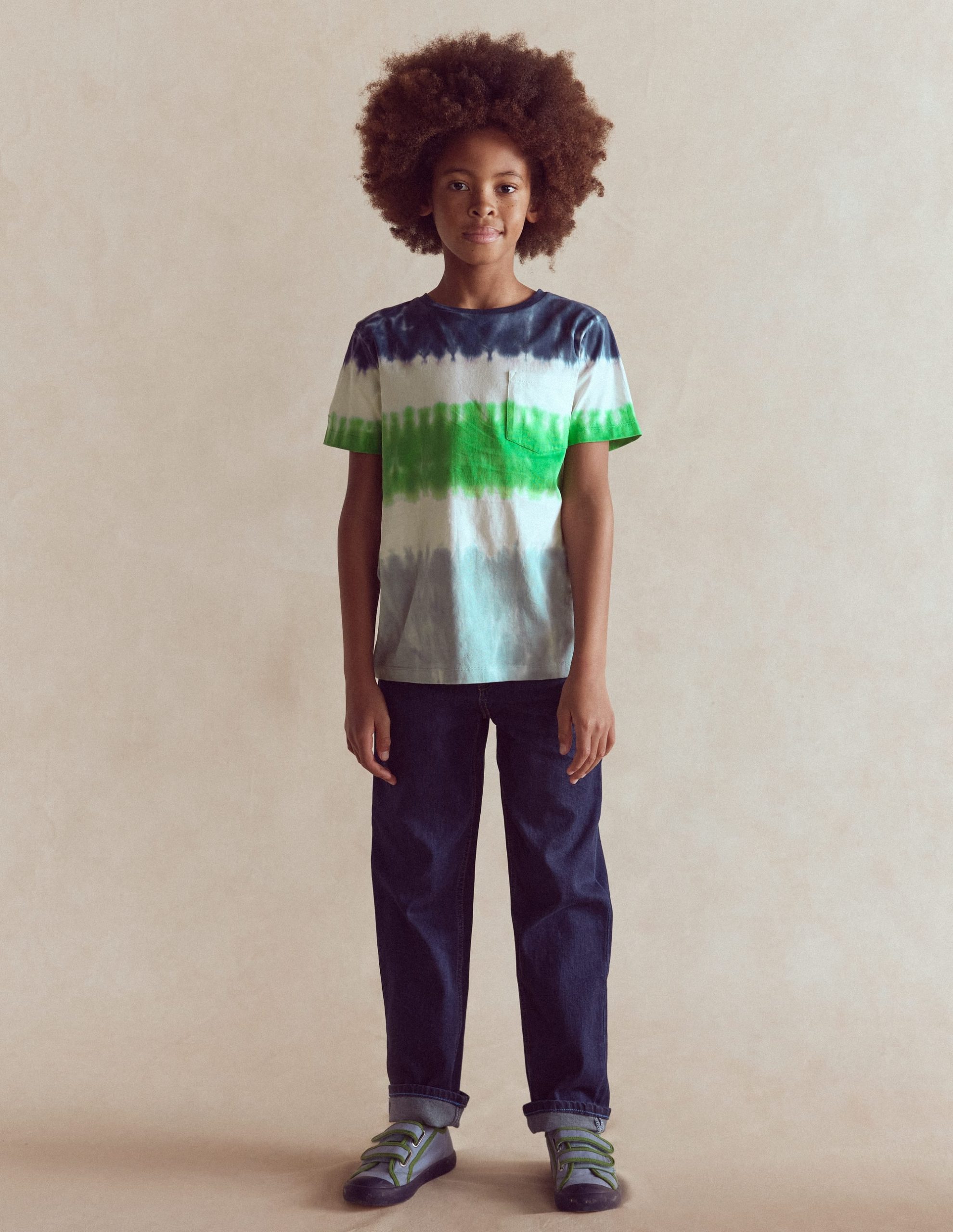 Tie Dye T-shirt-Blue Multi Stripe