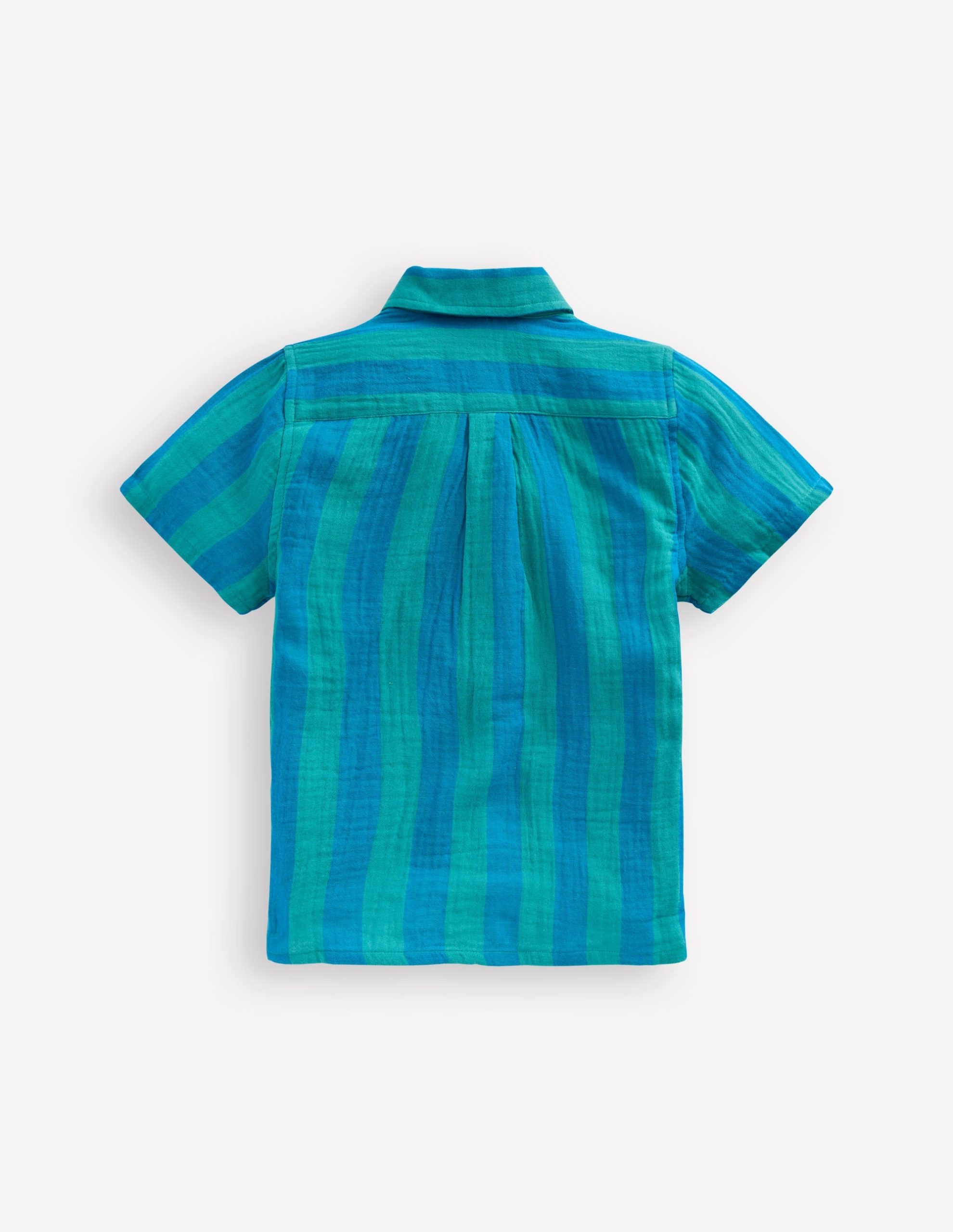 Double Cloth Shirt-Green and Blue Stripe - Image 3