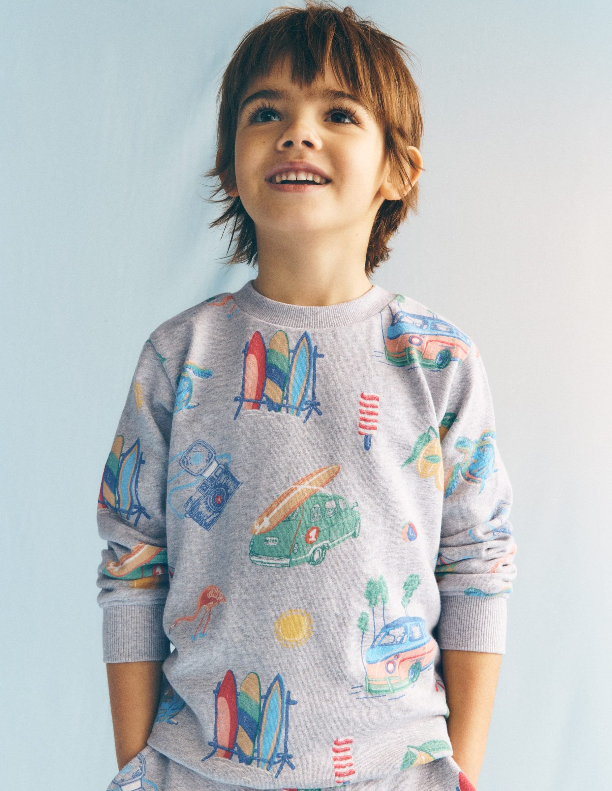 Everyday Printed Sweatshirt-Grey Marl Sketchy Holiday - Image 4