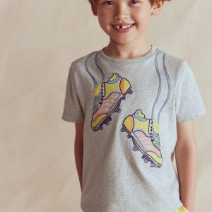 Linear Stitch T-shirt-Grey Marl Football Boots