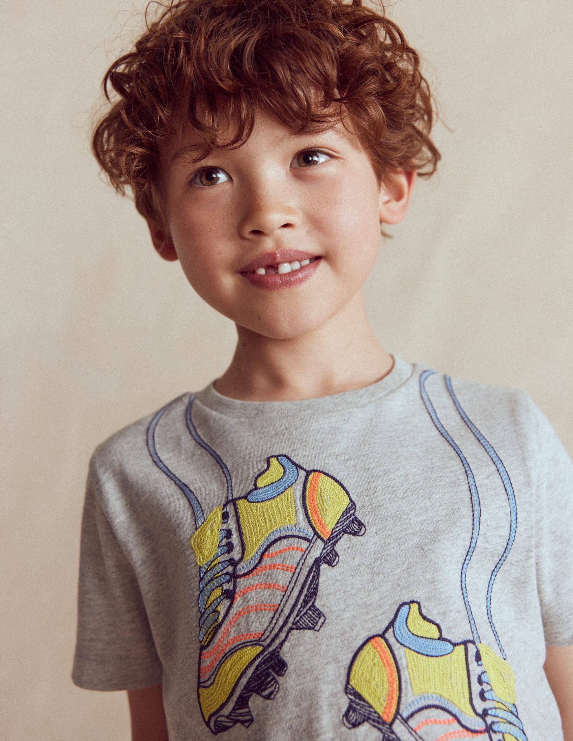 Linear Stitch T-shirt-Grey Marl Football Boots - Image 2