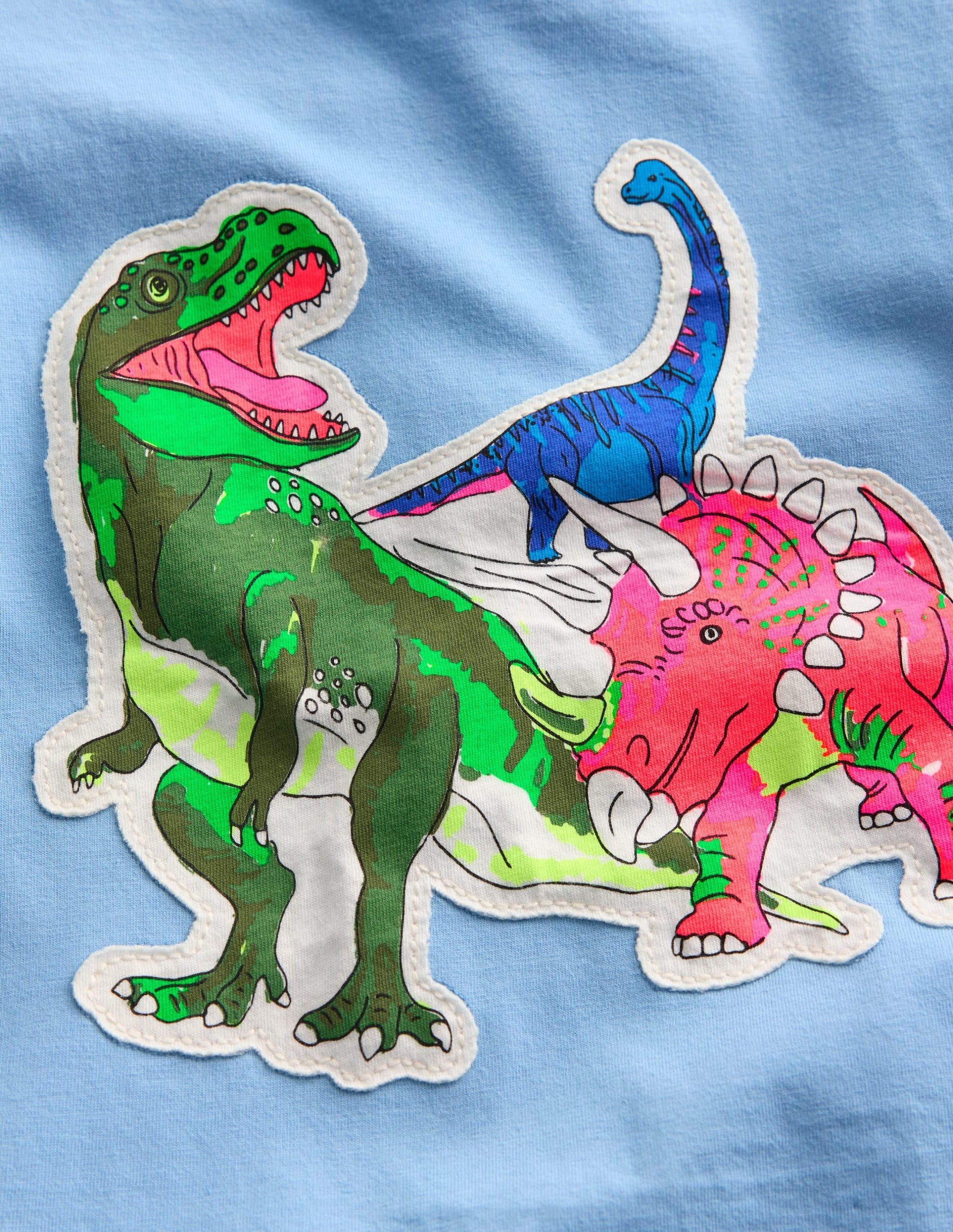 Short Sleeve Badge T-shirt-Glacier Blue Dino - Image 3