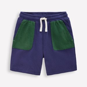 Waffle Mix Shorts-Navy Blue