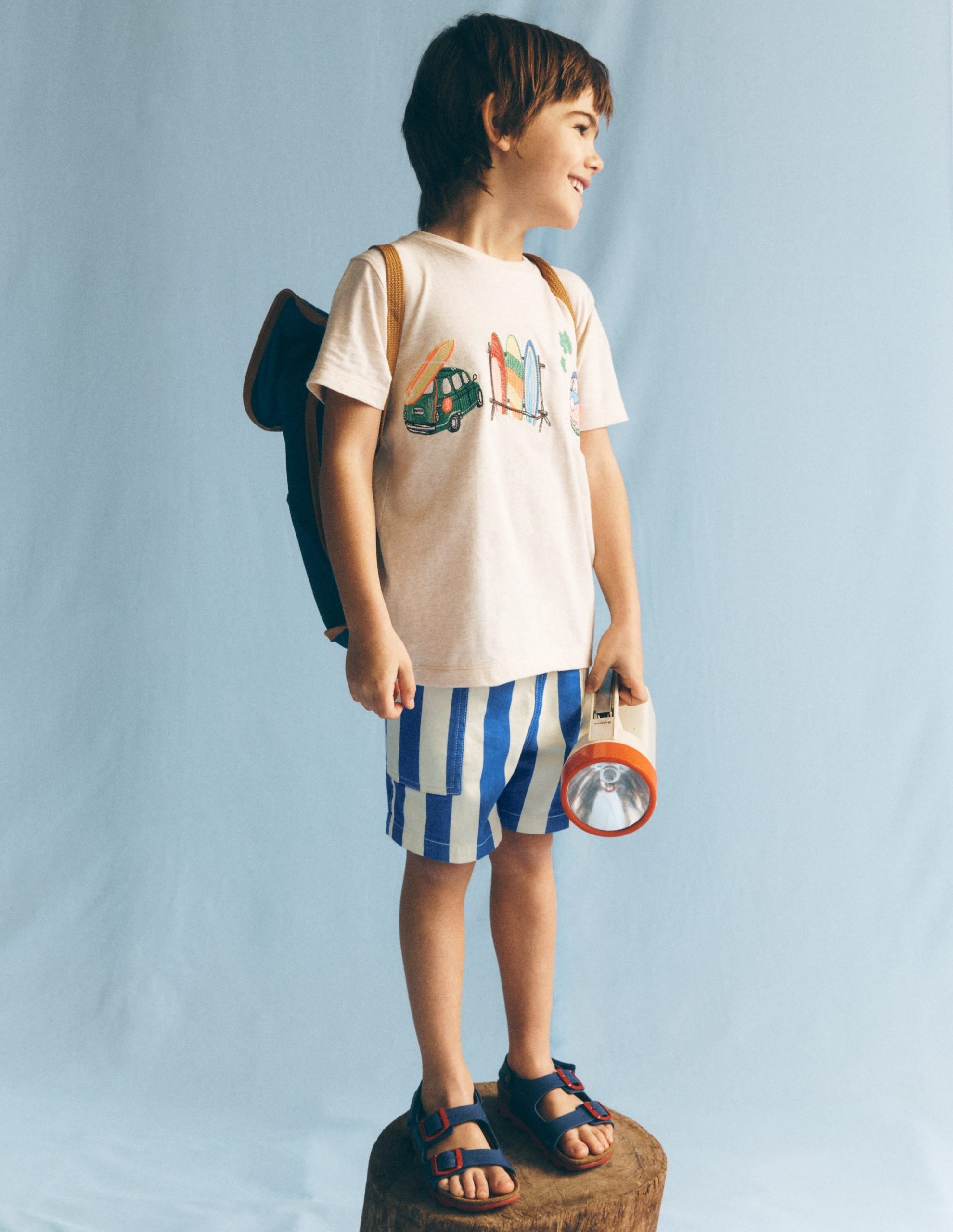 Cotton Pocket Shorts-Blue Stripe - Image 4