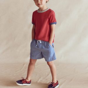 Double Cloth Shorts-Ticking Stripe