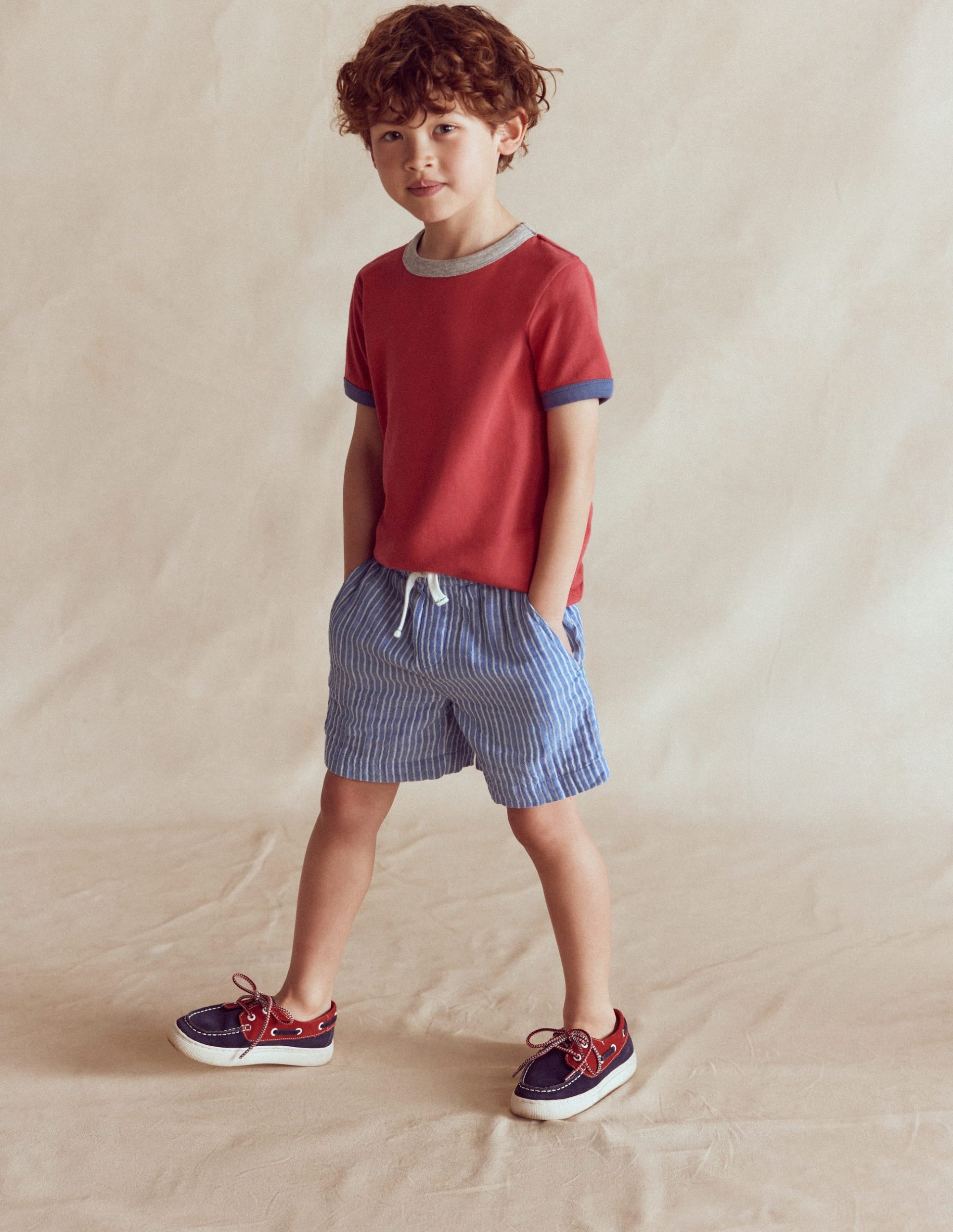 Double Cloth Shorts-Ticking Stripe