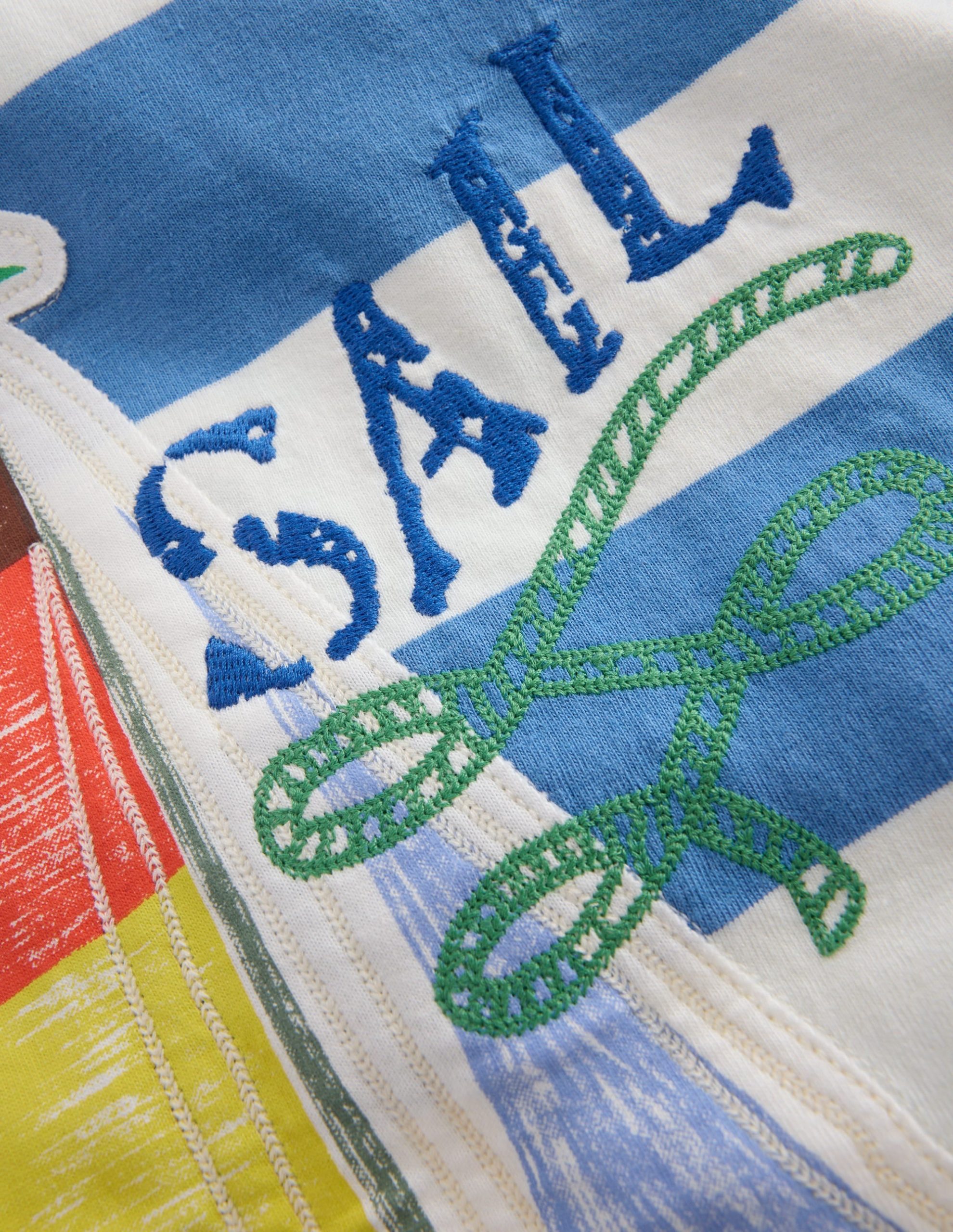 Relaxed Appliqué Polo Shirt-Forget Me Not Sail boats - Image 3