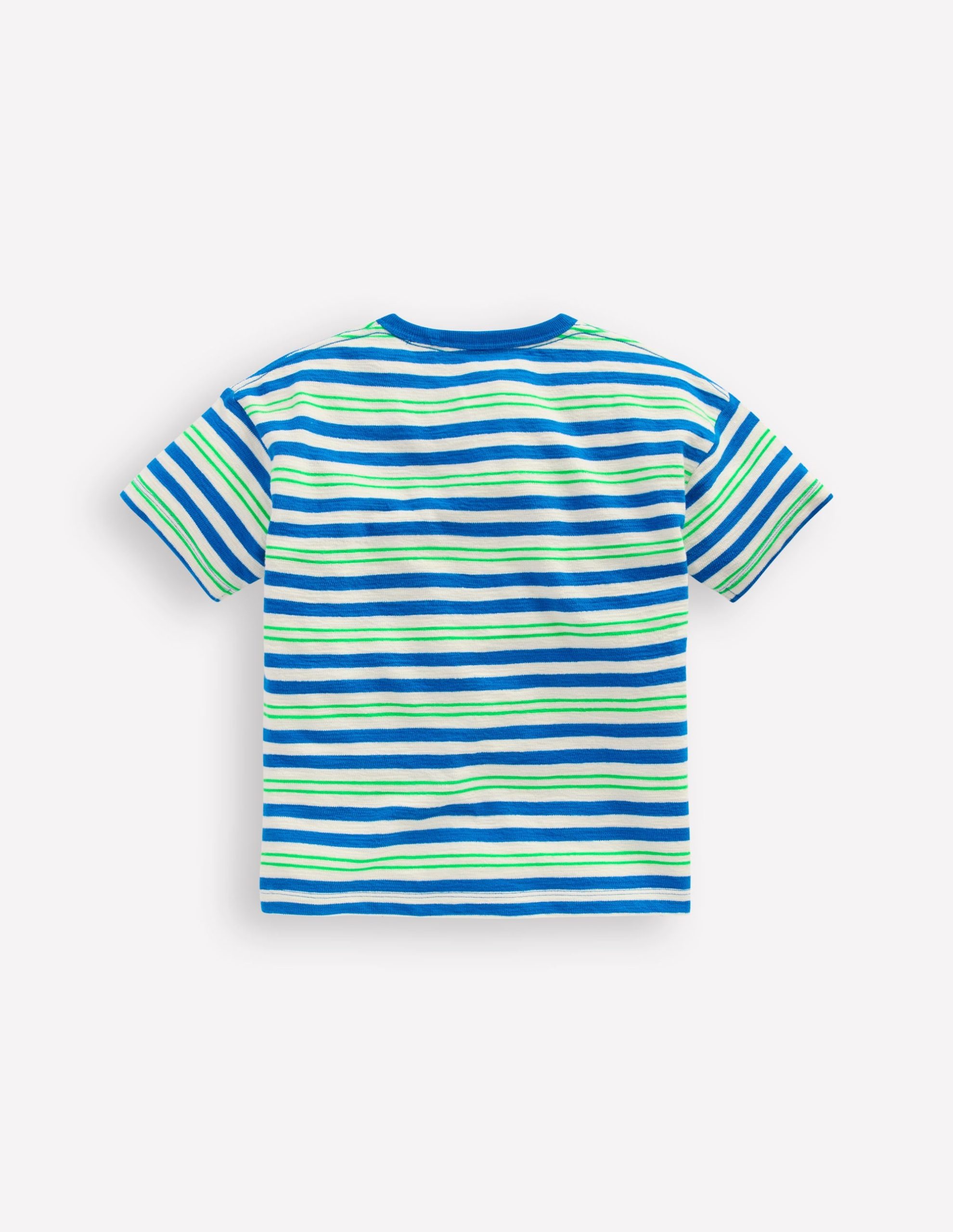 Textured Striped T-shirt-Soft Ivory / Blue / Green - Image 3