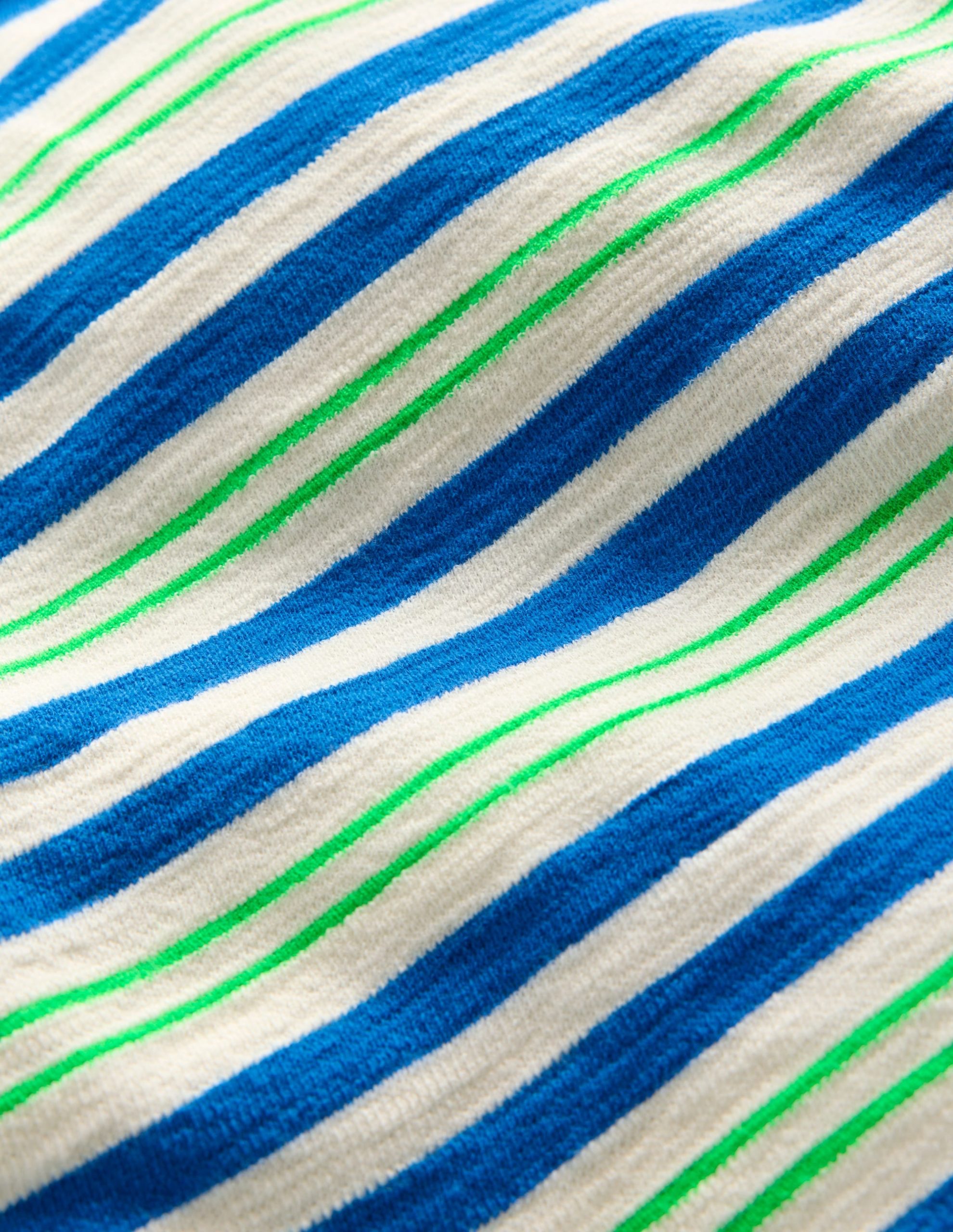 Textured Striped T-shirt-Soft Ivory / Blue / Green - Image 4